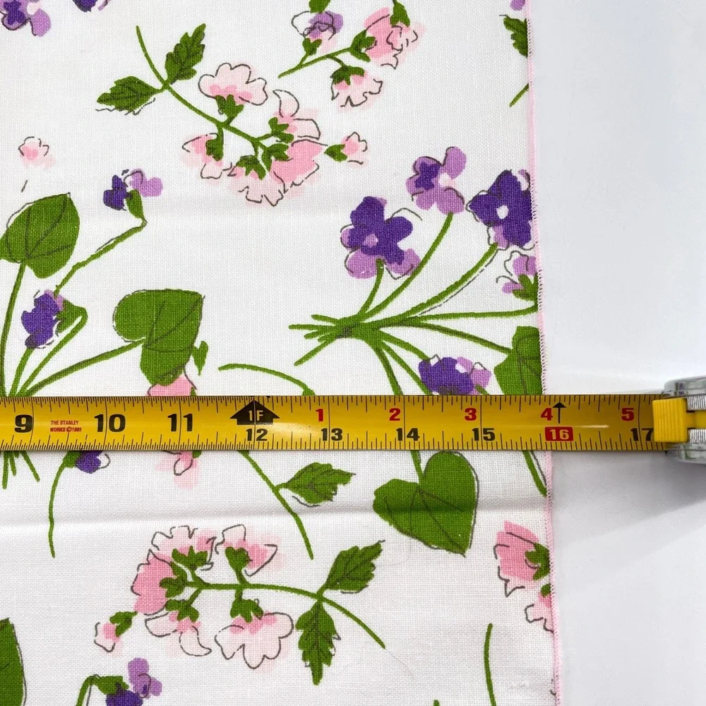 Vera Neumann 60-70s Floral Napkins x8 Crisp Vibrant Purple Violets Pink Edge Tag